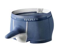 Men's Ball Pouch Boxer Brief Underwear with Elephant Trunk Sexy Slutty Breathable Jockstrap Bulge Enhancement Elephant Nose Underwear Boxer Briefs Soft Sports Cheeky Athletic Blue