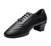 Men's Ballroom Dancing Shoes 1.5" Heel Latin Dance Sneaker for Male Salsa Tango Practice,Black,8 UK