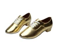 Men's Ballroom Shoes,Dancing Shoe for Man Latin Dance Lace-Up,Salsa Practice,Low Heel,Soft,Modern,Comfortable,Breathable,for Stage,Waltz,Indoor Gold