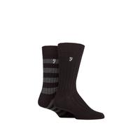 Farah Mens Bamboo Boot Socks Pack of 2 Black/Charcoal 6-11