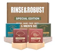 Mens Bar Soap 4Pcs Father's Day Cleansing Soap Bar Set Moisturizing&Exfoliating Scrub Soaps Gift Set Travelling for Men Face Body Beard Wash 5.3 oz of 4 Bars Valentines Gifts for Him Christmas