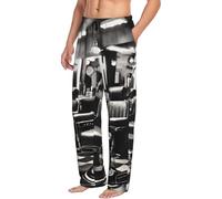 Men's Barber Shop Monochrome Style Print Sleepwear Pajama Pants,soft Drawstring Lounge Sleep Pants with Pockets