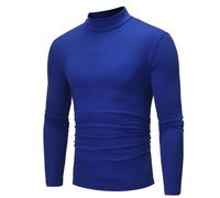 Men's Base Layers Shirts Solid Colour Cotton Underwear Shirts High-Neck Slim Blouse Long-Sleeved Men's Bottoming Shirt Autumn and Winter Inner Wear Sports Tops Blue