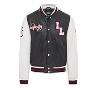 Mens Baseball Black White Leather Letterman Bomber Jacket