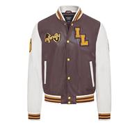 Mens Baseball Burgundy White Leather Letterman Bomber Jacket