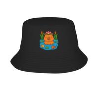 Men's Baseball Cap Kawaii Capybara in a Lotus Pond Bucket Hat Cute Animal Streetwear Fisherman Caps for Unisex Vacation Sun Hats Foldable Cap Gift