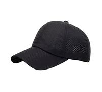 Mens Baseball Cap Solid Colour Mesh Breathable Sun Caps Lightweight Comfortable Keep Dry Baseball Hat Outdoor Fishing Camping Climbing Dad Hats Black