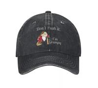 Men's Baseball Cap White Grumpy Don't Push It Baseball Cap Retro Distressed Denim Cartoon Snapback Hat Unisex Style Outdoor Activities Caps Gift