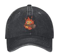 Men's Baseball caps，Calcifer Anime Washed Baseball Cap Japan Street Style Trucker Hat Unisex Teens Outdoor Sports Sun Protection Baseball Caps The Gift