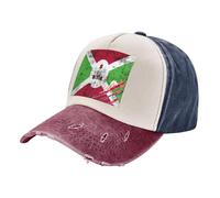 Mens Baseball Caps UK with National Flag Print Detailing Washed Denim Style for British Market and European Customers Tibetan Red One Size