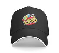 Men's Baseball Caps UNO Card Game Skip Draw 4 Vintage Funny Retro Skip Draw 4 Reverse Baseball Cap Big Size Hat Tea Hat Caps Male Women Black