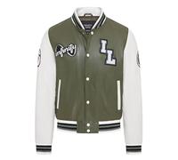 Mens Baseball Green White Leather Letterman Bomber Jacket