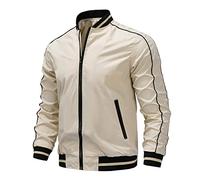 Men's baseball jacket, spring and autumn, thin, casual bomber jacket, lightweight jackets, bomber windbreaker jacket, spring and autumn jacket with full zip, khaki, M