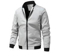 Mens Baseball Jackets Clearance Solid Full Zip Long Sleeve Retro Jacket New Bomber Coats Office Business Coats Casual Loose Lightweight Thin Windproof Outwear Winter Outdoor Daily Sport Coats M-4XL