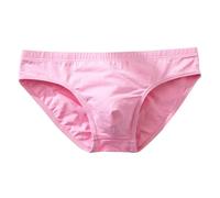Mens Basic Briefs Cotton Stretch Underpants Breathable Pouch Underwear Low-Rise Underpants Classic Lightweight Briefs with No Front Opening Pink
