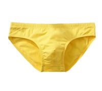 Mens Basic Briefs Cotton Stretch Underpants Breathable Pouch Underwear Low-Rise Underpants Classic Lightweight Briefs with No Front Opening Yellow