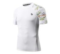 Men's Basic Skins UPF 50+ Short Sleeve Swim Shirt Rash Guard Sunset White 3XL