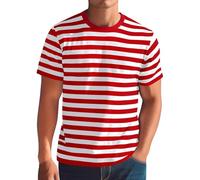 Mens Basic T Shirts Men's Clothing Short Sleeve T Shirt 2025 Gifts Mens Striped Full Print Shirt Short Sleeve T Shirts T-Shirt Mens Plain & Stripedtwin Pack Tshirts Mens Large Tshirt (Red, L)