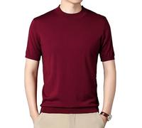 Men's Basic Wool Sweater Men's Fall/Winter Short Sleeves Half Turtleneck Knitted Pullover M-3XL,Burgundy,M