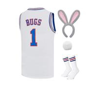 Mens Basketball Jersey #10 Lola / #1 Bugs Halloween Costumes Space 90S Movie Jersey White/Red/Black XS-XXL, #1 White, XL