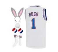 Mens Basketball Jersey Bugs #1 Lola #10 Space Movie Jersey Hip Hop Sports Shirt Halloween Party White XS-XXL, Bugs #1 White, Medium