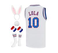 Mens Basketball Jersey Bugs #1 Lola #10 Space Movie Jersey Hip Hop Sports Shirt Halloween Party White XS-XXL, Lola #10 White, XS
