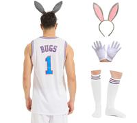 Mens Basketball Jersey Bugs #1 /Lola #10 Space Movie Sports Party Jersey White S-XXXL, Bugs#1, L