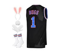 Men's Basketball Jersey Lola #10 Bugs #1 Space Movie Jersey 90S Hip Hop Clothing Shirt for Party(#1 Black,Small)