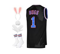 Men's Basketball Jersey Lola #10 Bugs #1 Space Movie Jersey 90S Hip Hop Clothing Shirt for Party, #1 Black, Medium