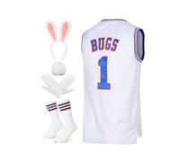 Men's Basketball Jersey Lola #10 Bugs #1 Space Movie Jersey 90S Hip Hop Clothing Shirt for Party, #1 White, XXL