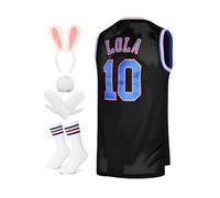 Men's Basketball Jersey Lola #10 Bugs #1 Space Movie Jersey 90S Hip Hop Clothing Shirt for Party(#10 Black,X-Small)