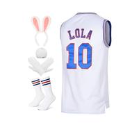 Men's Basketball Jersey Lola #10 Bugs #1 Space Movie Jersey 90S Hip Hop Clothing Shirt for Party, #10 White, XXL