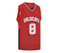 Mens Basketball Jersey Wildcats High School Shirt 14 Troy Bolton Jersey 8 Chad Danforth Basketball Jersey Red/White S-3XL, Red #8, M