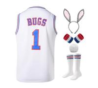 Men's Basketball Jerseys #10 Lola #1 Bugs Space Movie Sports Shirts 90s Hiphop Party Clothing White, White #1, Medium