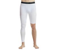 Men's Basketball Single Leg Tight Sports Pants 1/2 One Leg Compression Pants Athletic Base Layer Underwear, White-1, X-Large