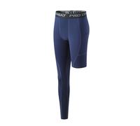 Men's Basketball Single Leg Tight Sports Pants 1/2 One Leg Compression Pants Athletic Base Layer Underwear, Blue-1-right-long, Large