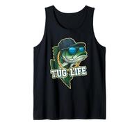 Mens Bass Fishing Angler Tug Life Fisher Tank Top