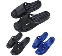 Men's Bathing Shoes, Non-Slip, Slippers, Summer Open Mules, Comfortable Bath Slippers, Soft Sole Slippers, Unisex Slippers, Open Toe Breathable Shower Shoes, Lightweight Slippers, black, 10 UK