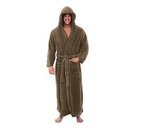 Men's Bathrobe Hooded Towelling Terry Cotton Robe Shawl Collar Dressing Gown Winter Plush Lengthened Bathrobes Bathrobe Long Sleeved Bath Robe Coat Soft Fleece Home Clothes Housecoat