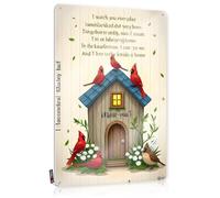 Mens Bathroom Decor Vintage Decor - Cardinal Welcome: A Cozy Birdhouse Haven Rustic Wall Art Sweet Easy Hang For Kitchen(20X30CM)