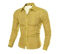 Mens Bavarian Classic Style Lederhosen Longsleeves Checked Shirts Mens Oktoberfest Shirts Long-Sleeve Checked Shirts Button Down Plaid Shirts