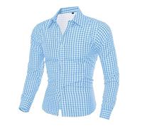 Mens Bavarian Classic Style Lederhosen Longsleeves Checked Shirts Mens Oktoberfest Shirts Long-Sleeve Checked Shirts Button Down Plaid Shirts