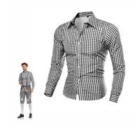 Mens Bavarian Classic Style Lederhosen Longsleeves Checked Shirts Mens Oktoberfest Shirts Long-Sleeve Checked Shirts Button Down Plaid Shirts
