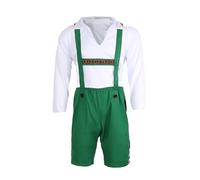 Mens Bavarian Costume Medium - Green Lederhosen Style Trousers with traditional White shirt - Oktoberfest Fancy Dress