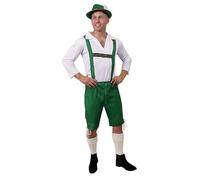 Mens Bavarian Costume - Medium - Green Lederhosen Style Trousers with traditional White shirt - Oktoberfest Fancy Dress