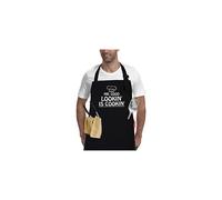 Men's BBQ Apron with Pockets - Adjustable Neck Strap, Long Waist Ties, Durable Cotton, Machine Washable - Gift for Dad, Husband, Grill Master