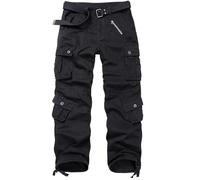 Men's BDU Casual Military Pants, Combat Camo Cargo Work Pants Fit Outdoors Tactical Wild Army Hunting Baggy 8 Pockets No Belt, Black, 34