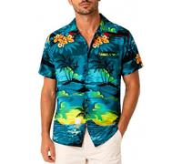 Men's Beach-Shirt Short-Sleeve Casual-Button-Down Hawaii-Vacation