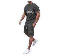 Mens Beach Shorts and Shirts Sets Two Piece Summer Outfits Zip Polo Tracksuit Set for Men New Years Eve Mens Outfits Men's Loungewear Sets Hawaiian(Dark Gray,M)