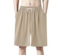 Men's Beach Shorts Lightweight Breathable Leisure Shorts Ultra Thin Ice Silk Sports Shorts Lightweight Loose Sports Shorts Drawstring Shorts with Pockets, khaki, XXL